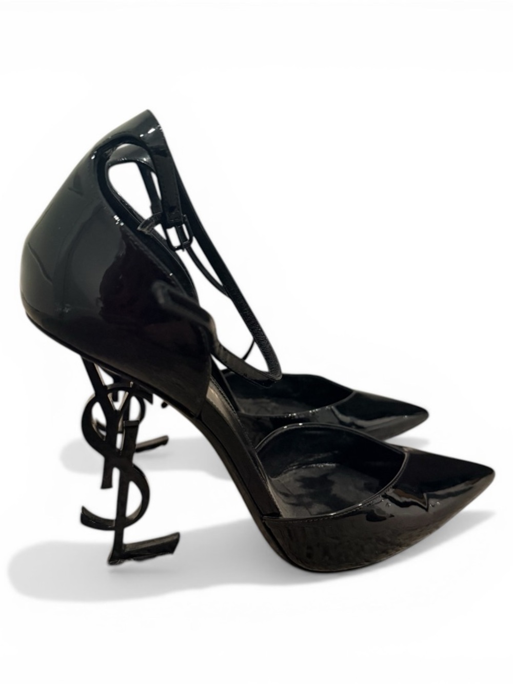 Saint Laurent Black Patent YSL Logo Stiletto Pumps
